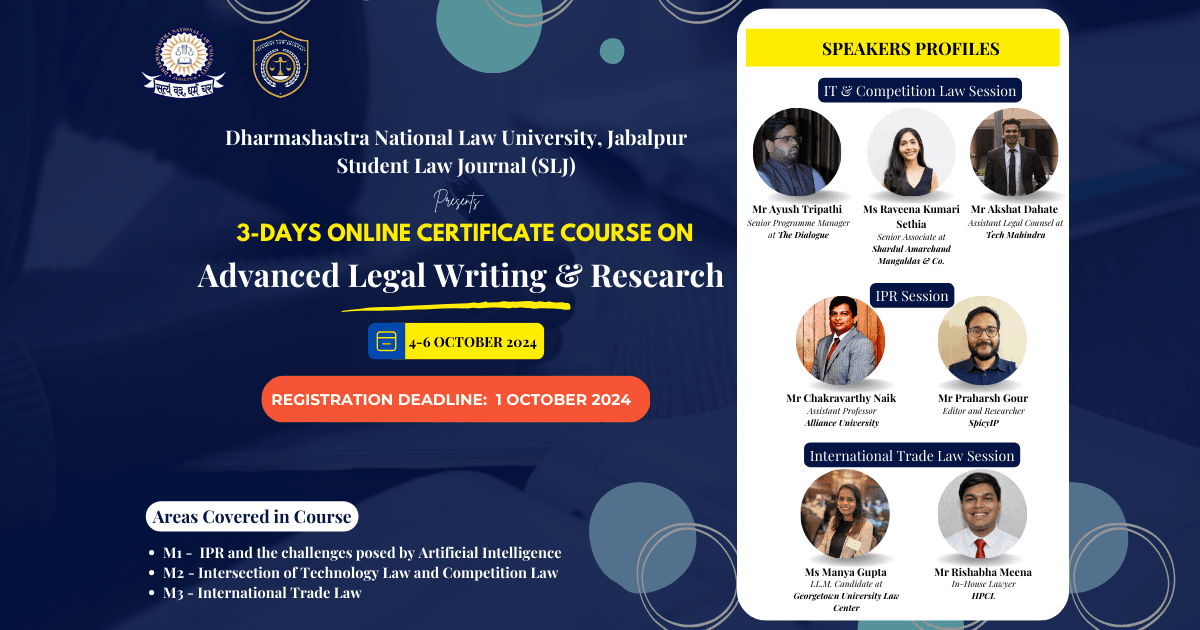 DNLU Student Law Journal-1st Online Certificate Course on Advanced Legal Writing & Research, 2024