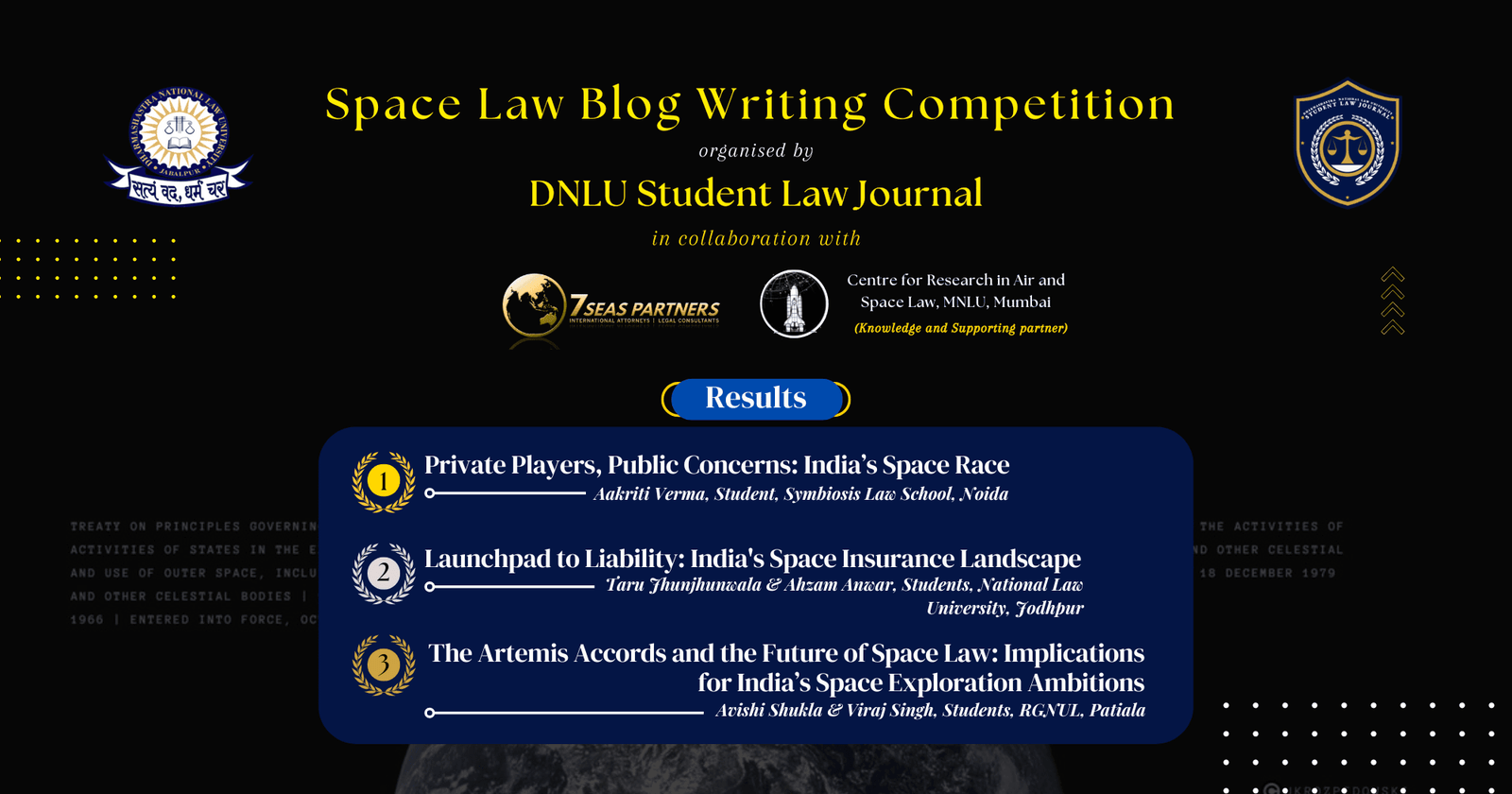Results: 1st DNLU Student Law Journal Blog Writing Competition, 2024