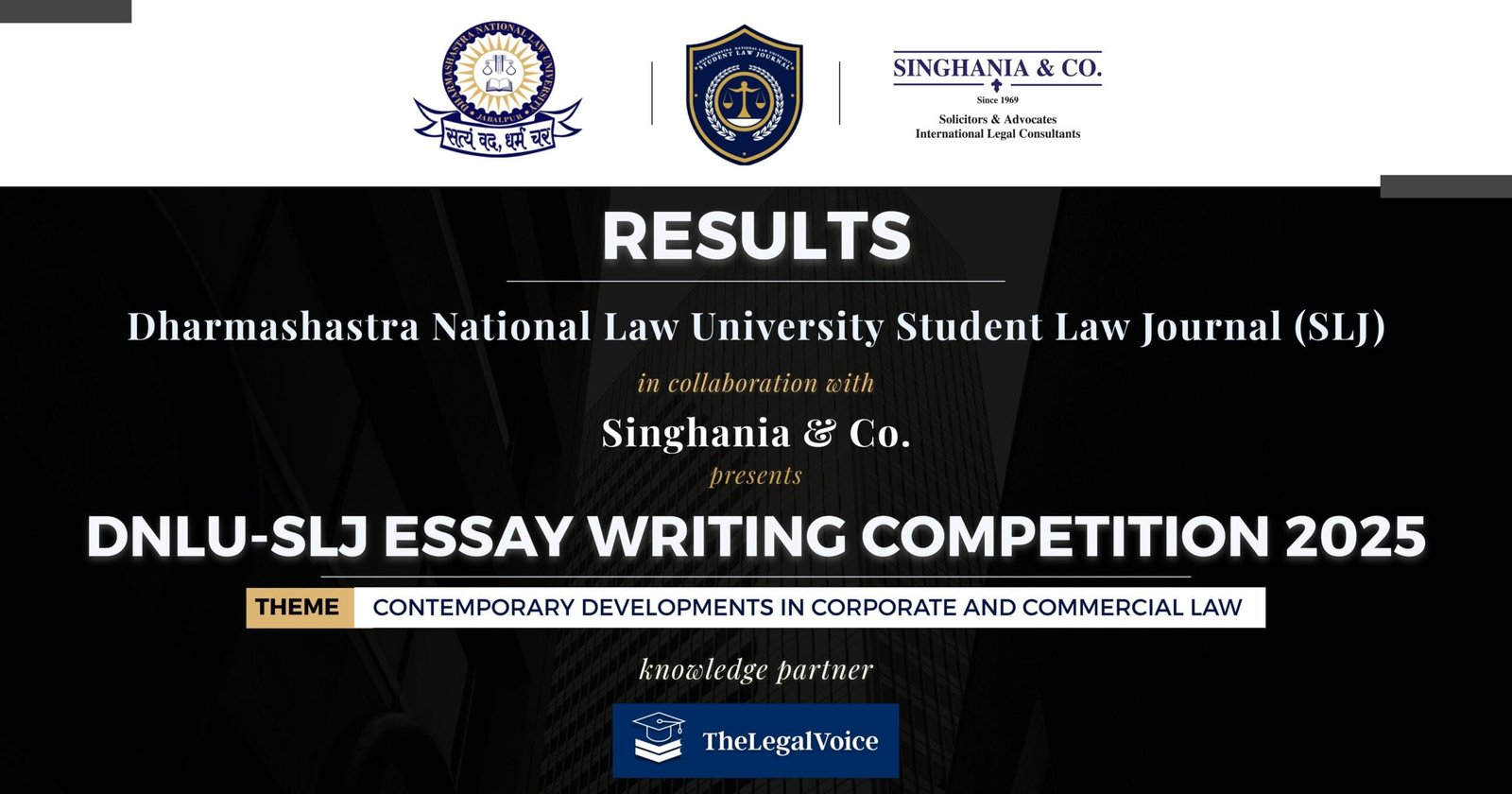 Results: DNLU-SLJ ESSAY WRITING COMPETITION 2025